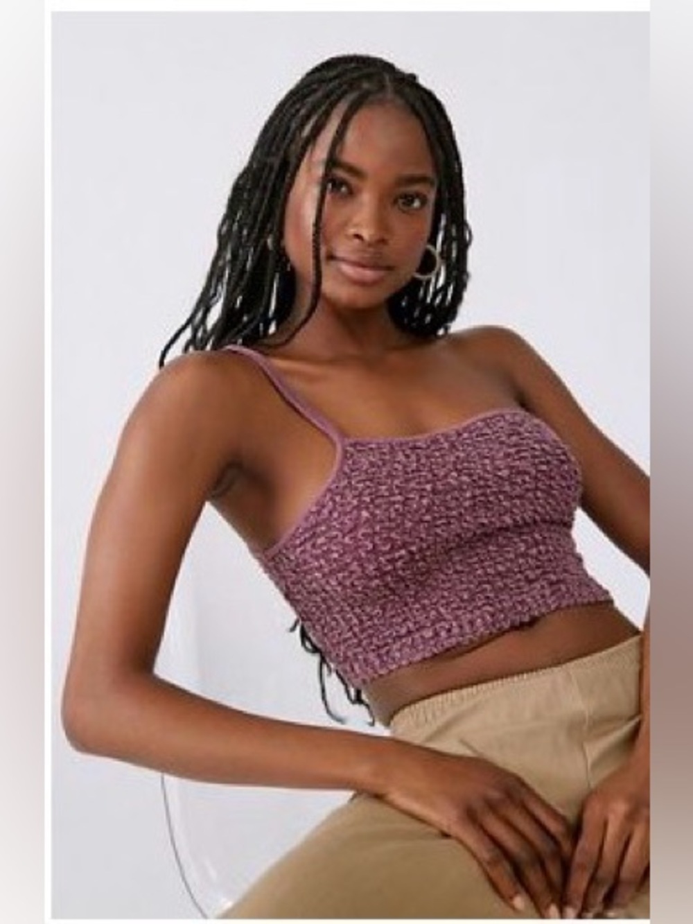 Urban Outfitters Mauve Smocked One-Shoulder Crop Cami Size Medium